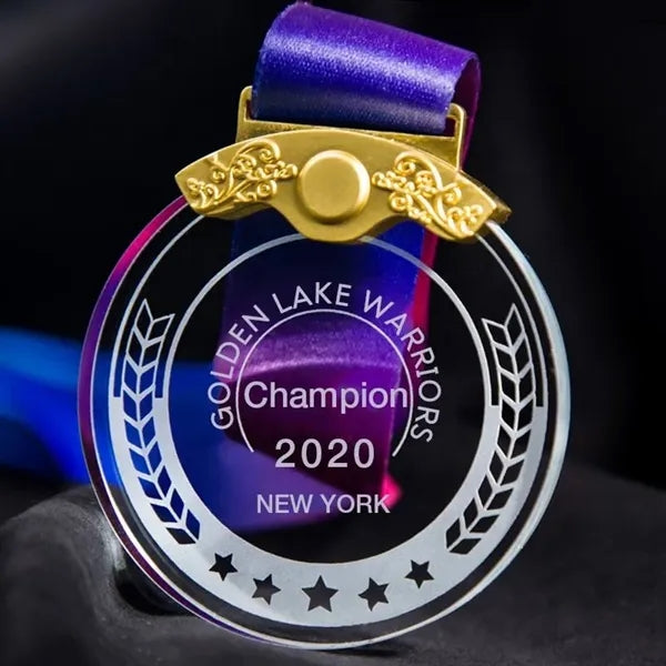 Bronze Silver Gold Crystal Clear Medal With Lanyard