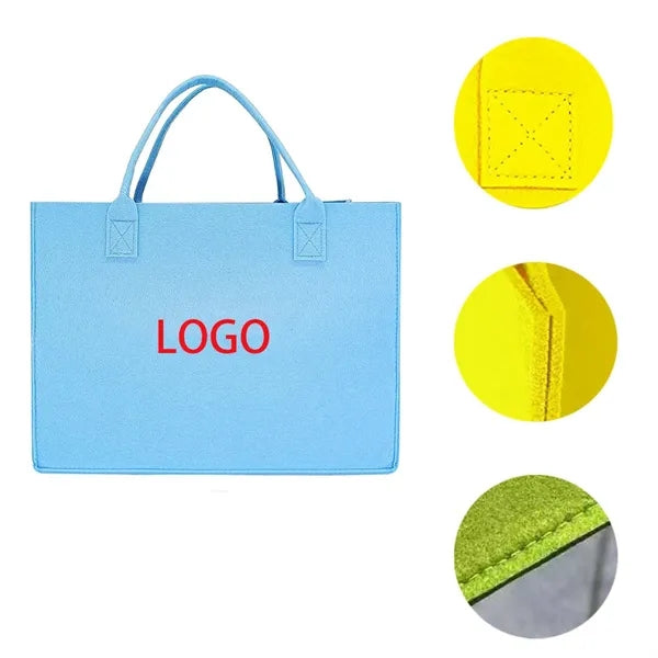 Felt Material Large Portable Folding Tote Bag With Handle
