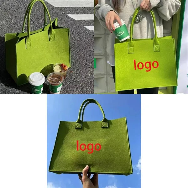 Felt Material Large Portable Folding Tote Bag With Handle