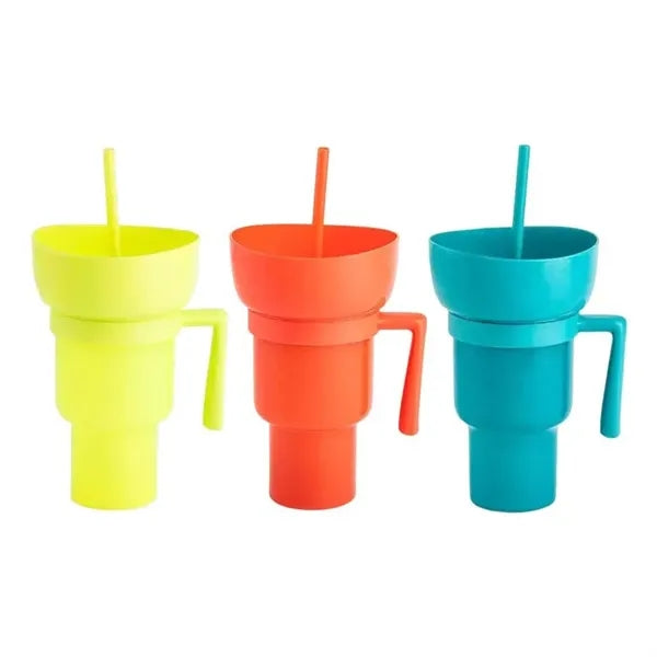 Cinema 2-in-1 Snack and Drink Cup 32oz Plastic Tumbler
