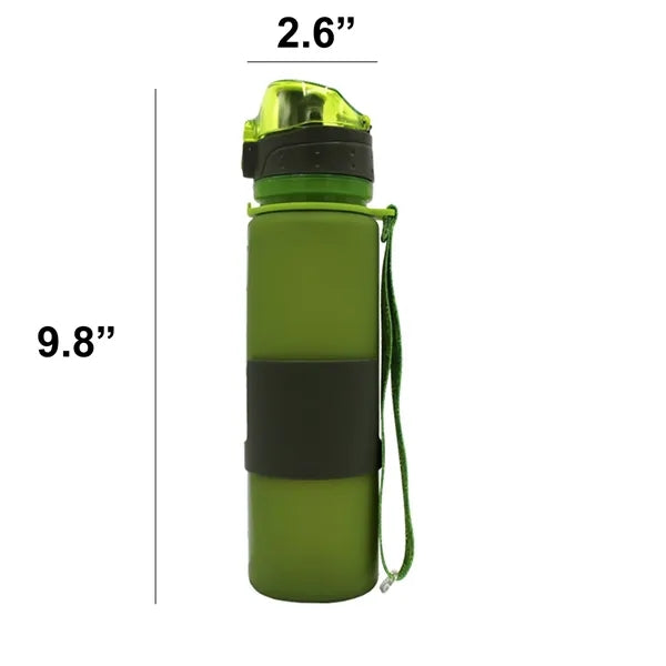 17oz Silicone Travel Foldable Water Bottles With Strap Lid
