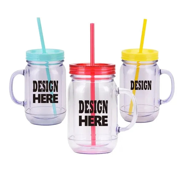 20OZ Double Wall Plastic Jar Water Bottle