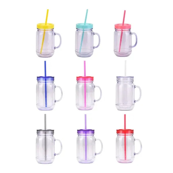 20OZ Double Wall Plastic Jar Water Bottle