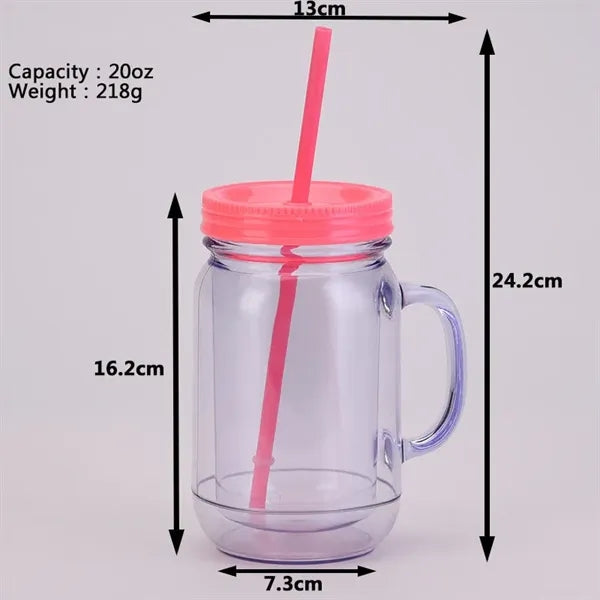 20OZ Double Wall Plastic Jar Water Bottle