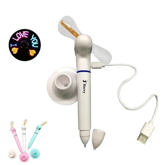 Usb Led Flashing Mini Fan With Ballpoint Pen