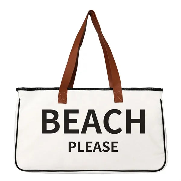 Canvas Tote Bag with Leather Handles