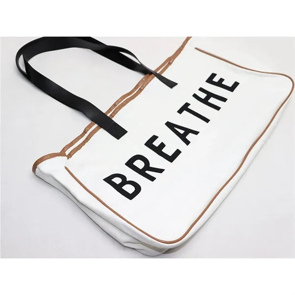 Canvas Tote Bag with Leather Handles