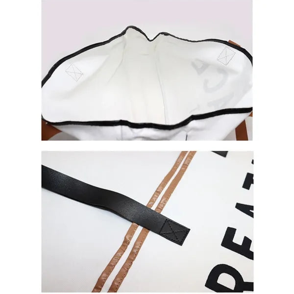 Canvas Tote Bag with Leather Handles
