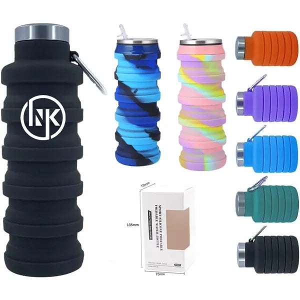 16.5Oz Can-Shaped Collapsible Sports Silicone Water Bottle