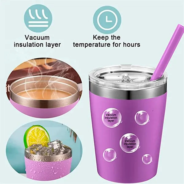 8Oz Stainless Steel Tumblers With Lid And Straw