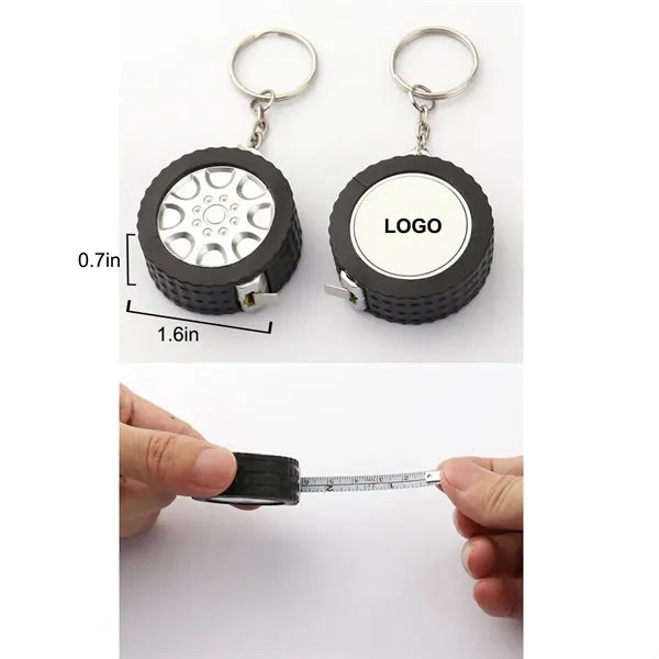 Wheel Keychain w/ Tape Measure - Heat Transfer