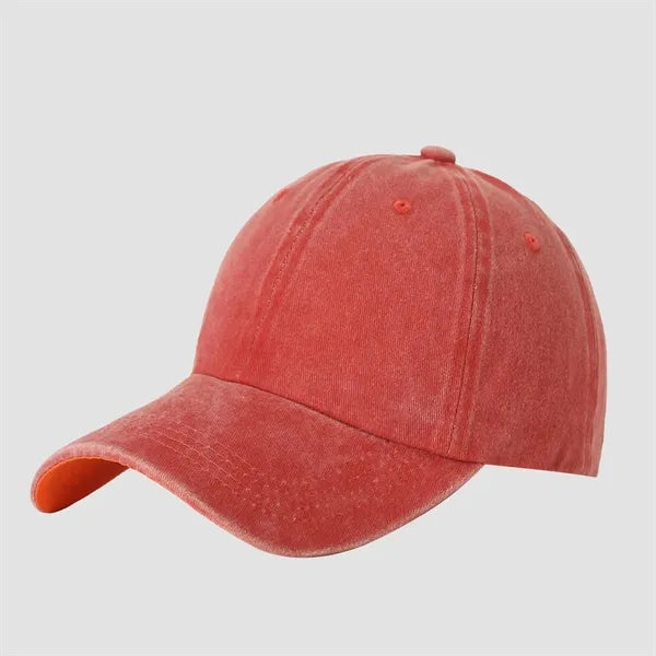 6 Panel Vintage Washed Cotton Baseball Cap-Embroidered