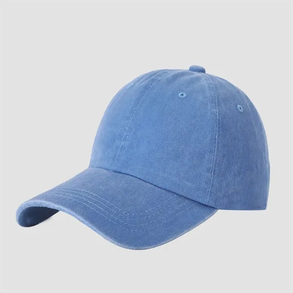 6 Panel Vintage Washed Cotton Baseball Cap-Embroidered
