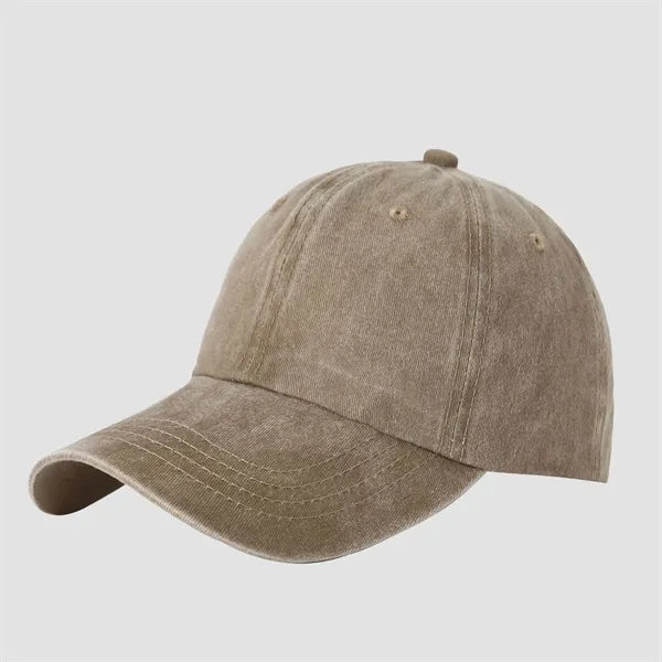 6 Panel Vintage Washed Cotton Baseball Cap-Embroidered