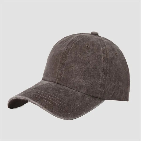 6 Panel Vintage Washed Cotton Baseball Cap-Embroidered