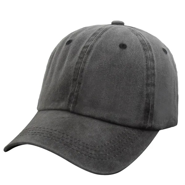 6 Panel Vintage Washed Cotton Baseball Cap-Embroidered