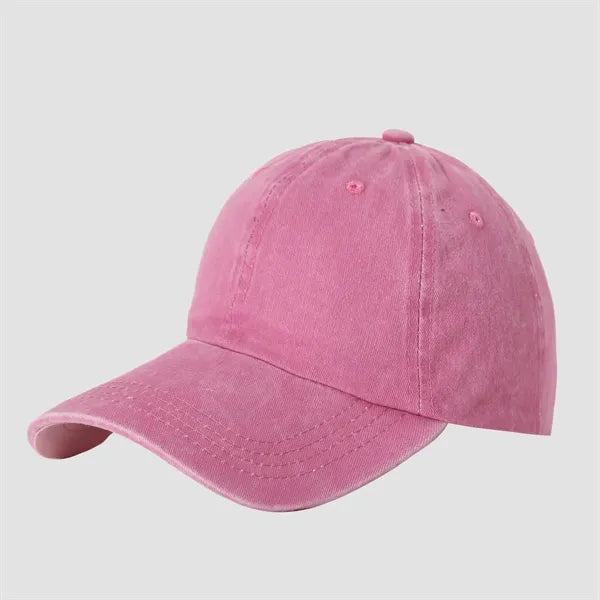 6 Panel Vintage Washed Cotton Baseball Cap-Embroidered