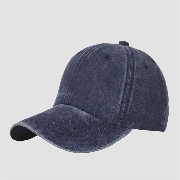6 Panel Vintage Washed Cotton Baseball Cap-Embroidered