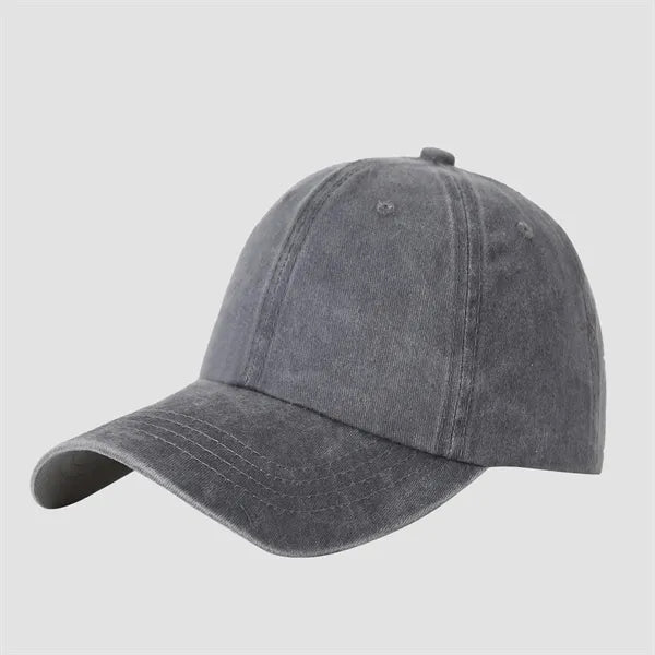 6 Panel Vintage Washed Cotton Baseball Cap-Embroidered