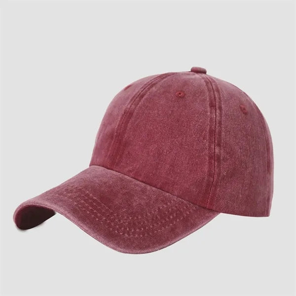 6 Panel Vintage Washed Cotton Baseball Cap-Embroidered