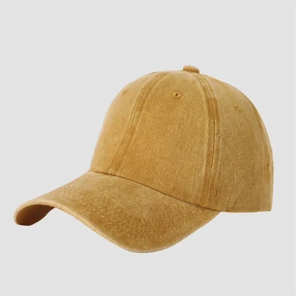 6 Panel Vintage Washed Cotton Baseball Cap-Embroidered