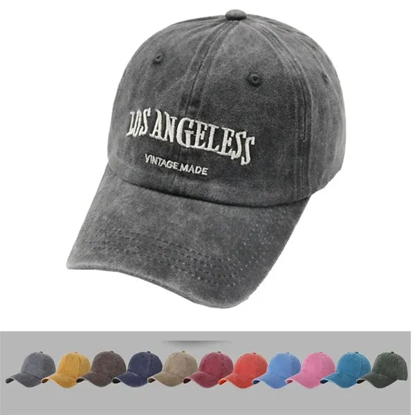 6 Panel Vintage Washed Cotton Baseball Cap-Embroidered