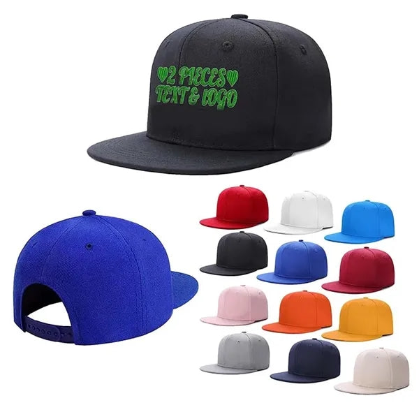 Cotton Twill Snapback Flat Visor Cap-Embroidered