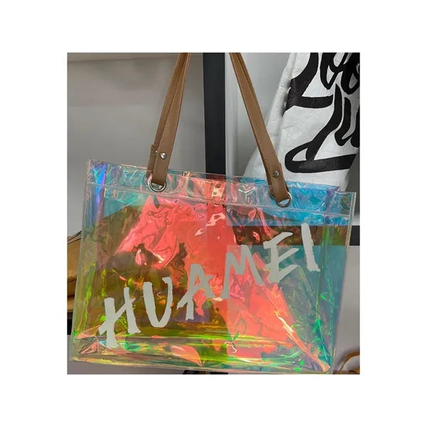 Holographic Tote Bag With PU Handle
