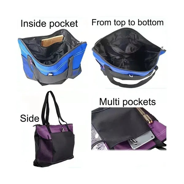 Casual Large Tote Bag w/Zipper & Pocket