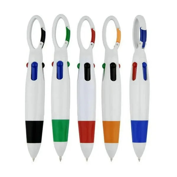 Multi-Colored Retractable Shuttle Pens With Carabiner Clip