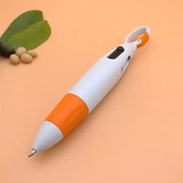 Multi-Colored Retractable Shuttle Pens With Carabiner Clip