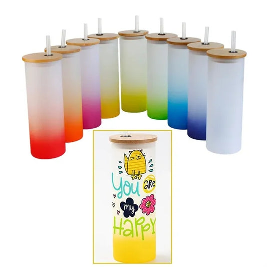 Full Color Imprint Gradient Frosted Glass Tumbler 16 OZ