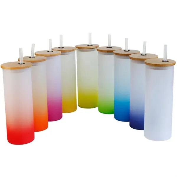 Full Color Imprint Gradient Frosted Glass Tumbler 16 OZ
