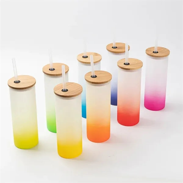 Full Color Imprint Gradient Frosted Glass Tumbler 16 OZ