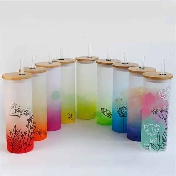 Full Color Imprint Gradient Frosted Glass Tumbler 16 OZ