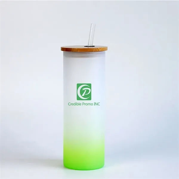 Full Color Imprint Gradient Frosted Glass Tumbler 16 OZ