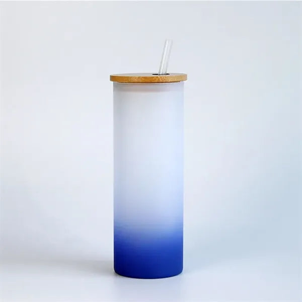Full Color Imprint Gradient Frosted Glass Tumbler 16 OZ