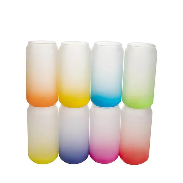 Gradient Frosted Glass Tumbler 16 OZ With Straw and Lid