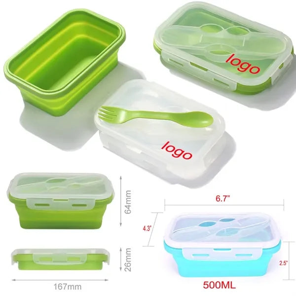 16.7oz foldable lunch-box w/ fork