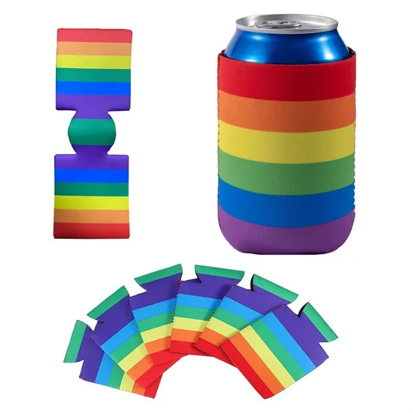 Neoprene Collapsible Rainbow Can Cooler Holder Customized