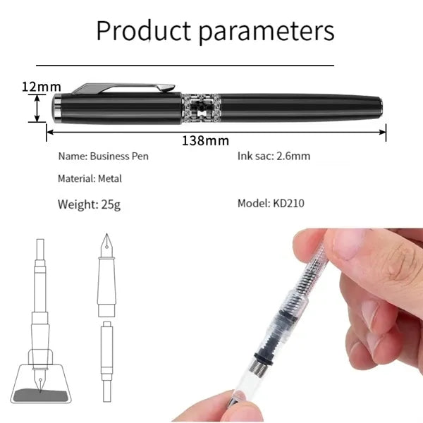 Hollow-carved Design Business Metal Foundtain Pen
