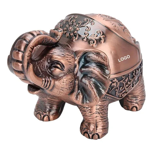 Metal Windproof Elephant Ashtray With Lid