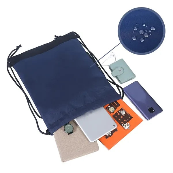 Waterproof Oxford Drawstring Backpack with Pocket Tote Bag