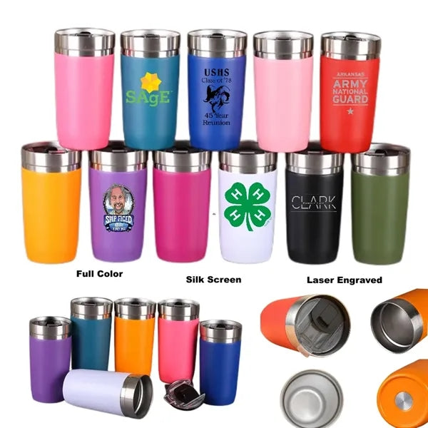 16 oz Stainless Steel Double Wall Rugged Pint Drinking Glass
