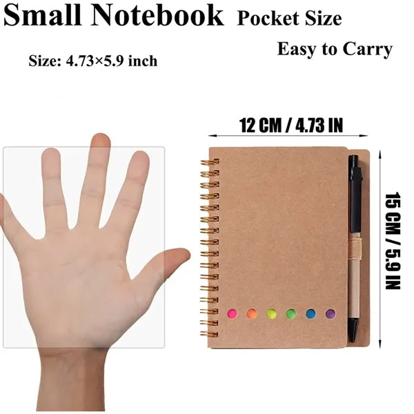 A6 Spiral Pocket Notepad with Sticky Notes