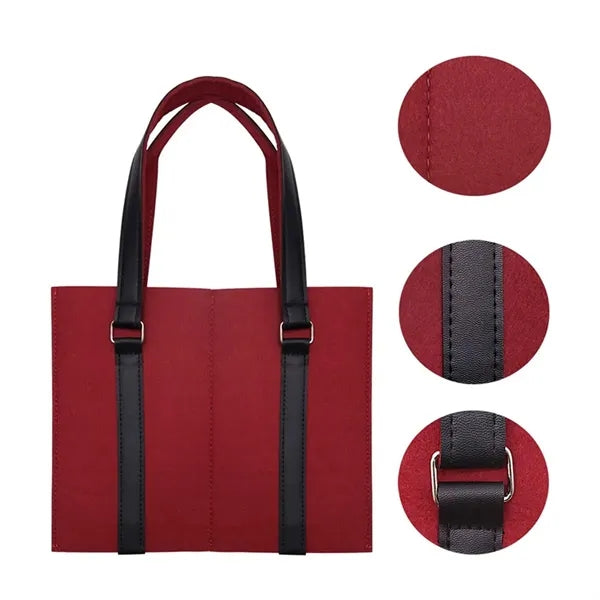 Double Wine Bottle Carrier Felt Tote Bag With Handle