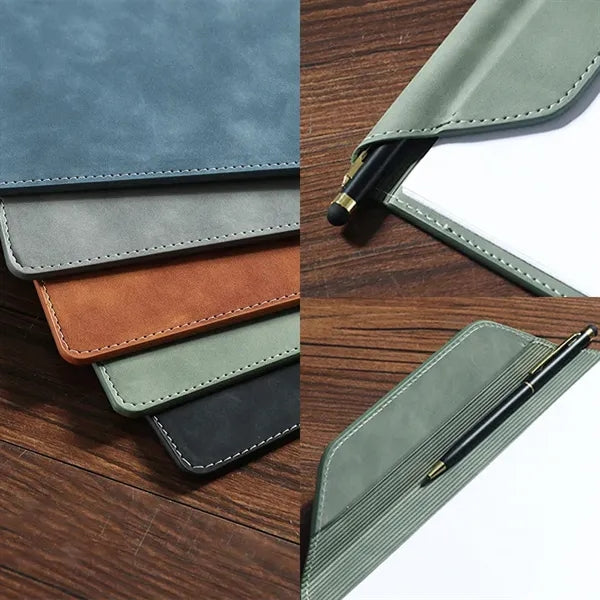 A4 PU Leather Magnetic Clipboard With Hidden Pen Holder