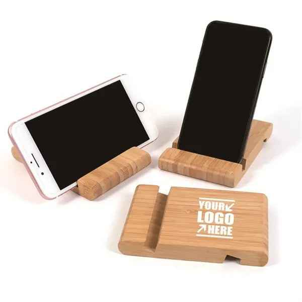 Double Slot Design 100% Natural Bamboo Phone Stand