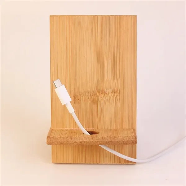 Double Slot Design 100% Natural Bamboo Phone Stand