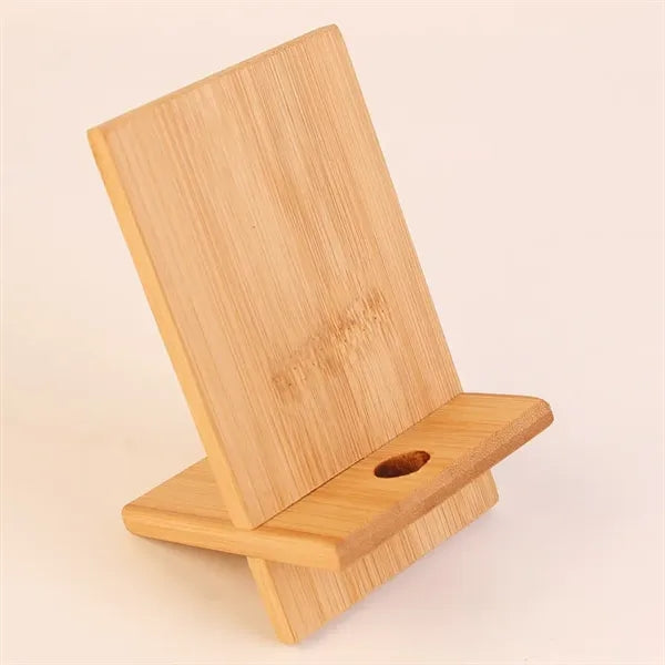 Double Slot Design 100% Natural Bamboo Phone Stand
